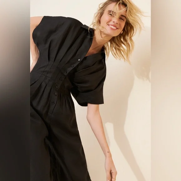 Anthropologie Exquise Black Tobie Jumpsuit | Minimalist | size medium - Picture 4 of 8